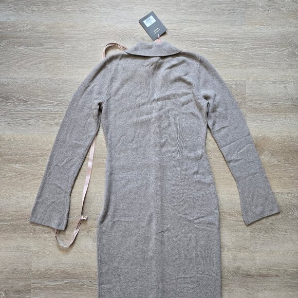 House of CB Yvette Button Front Long Sleeve Dress Wool Blend New With Tags Large - Picture 10 of 17